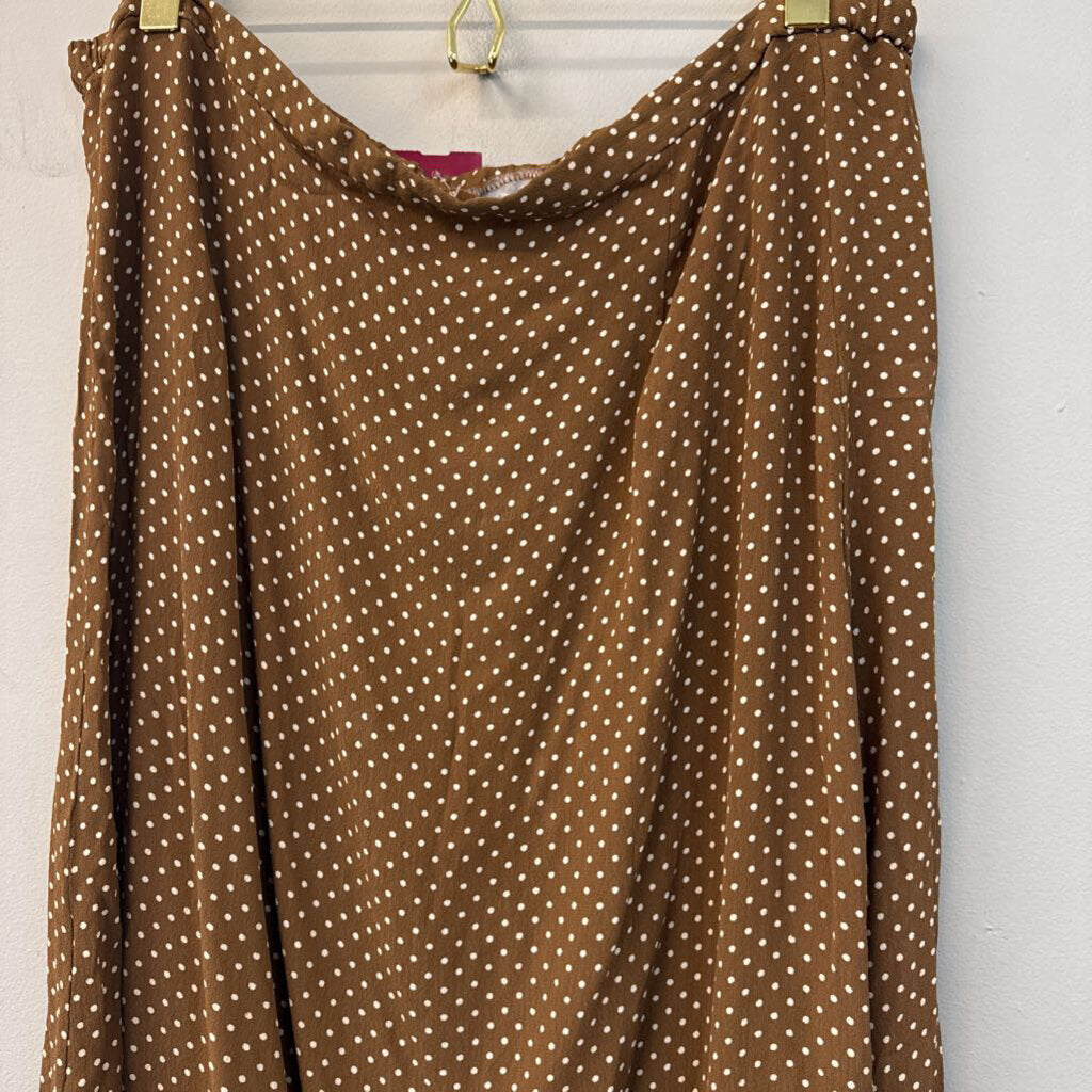 Vintage New Frontier Brown/ White Polka Dot Midi Skirt Medium