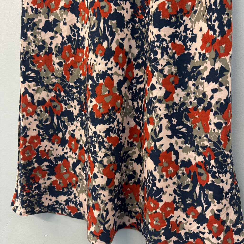 Prana Navy/ Pink Print Midi Skirt Extra Small