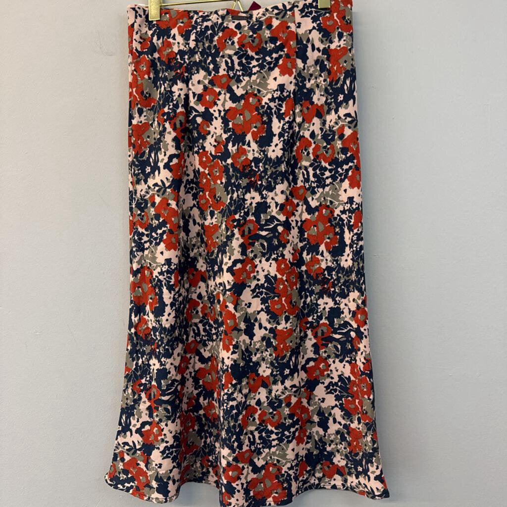 Prana Navy/ Pink Print Midi Skirt Extra Small