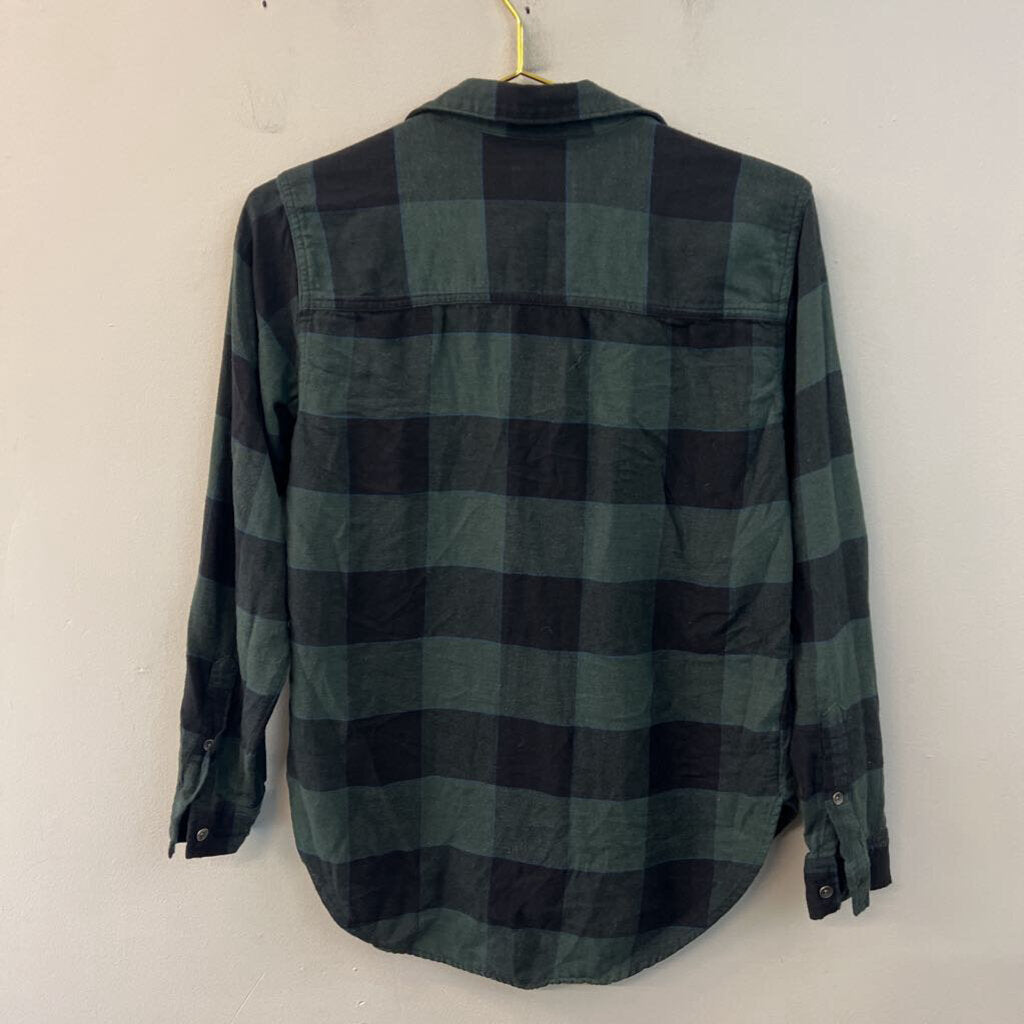 Abercrombie and Fitch Green Gingham Henley Long Sleeve Top Extra Small