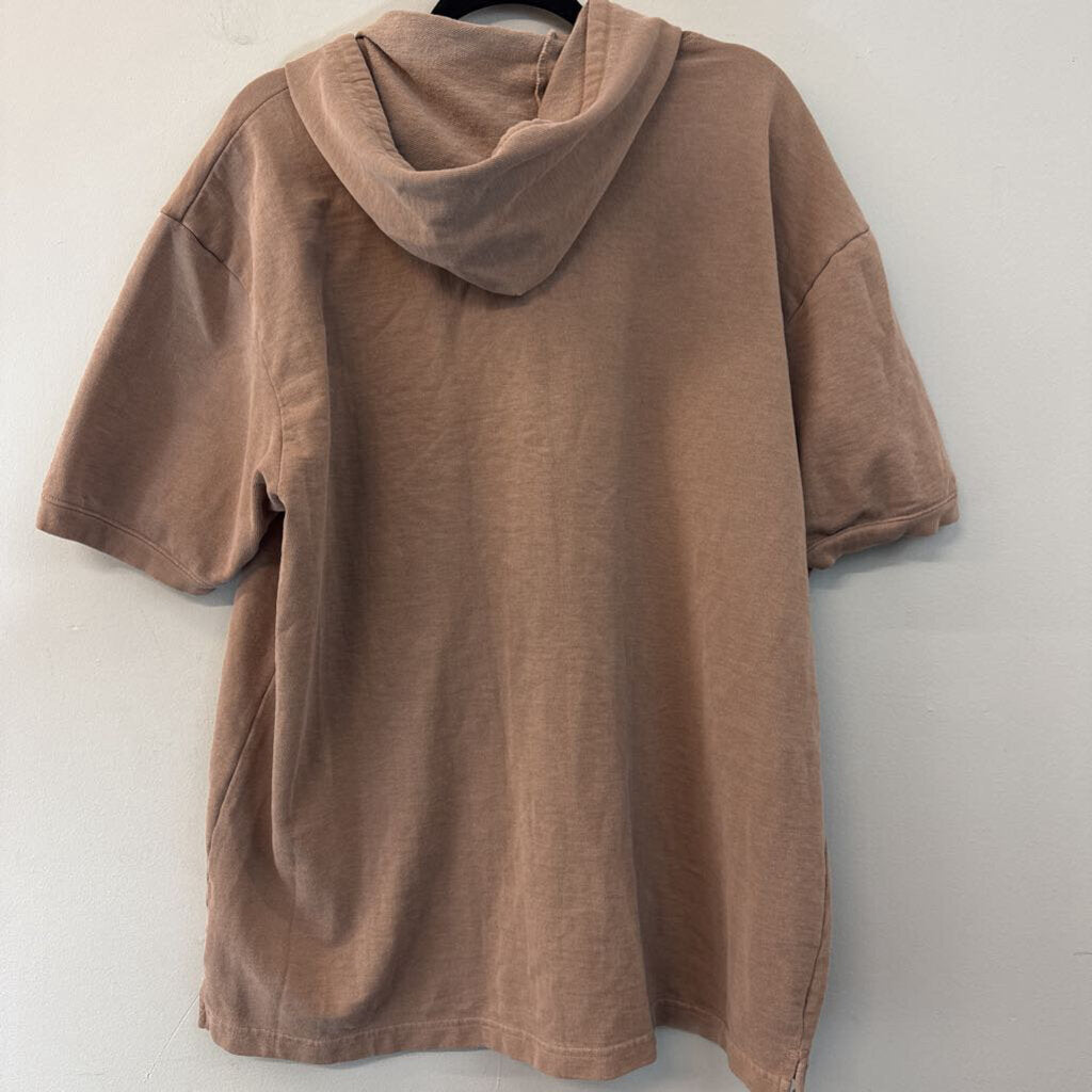 American Apparel Brown Short Sleeve Hoodie Extra Large