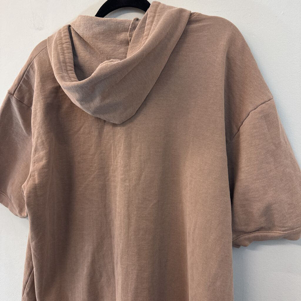 American Apparel Brown Short Sleeve Hoodie Extra Large