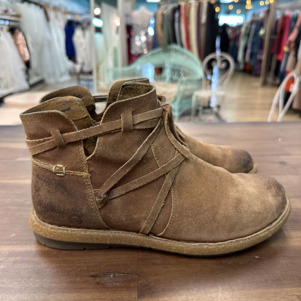 Born Brown Suede Leather Tarkiln Ankle Boots 8.5