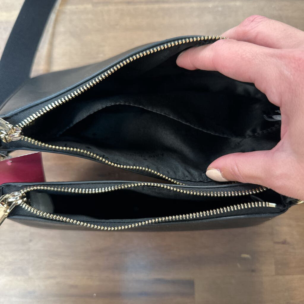 Kate Spade Black Leather Duet Saffiano Crossbody Purse