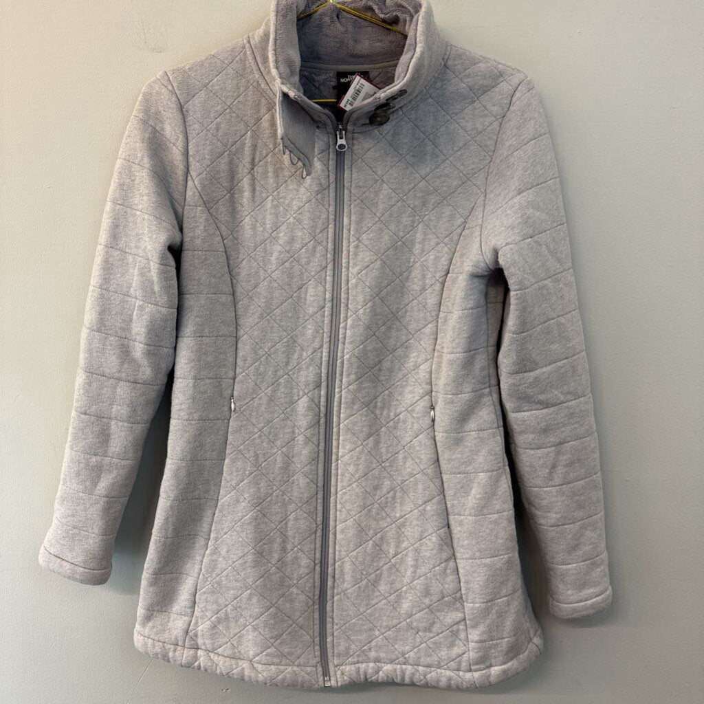 The North Face Grey Quilted Soft Lined Zip Up Jacket Medium