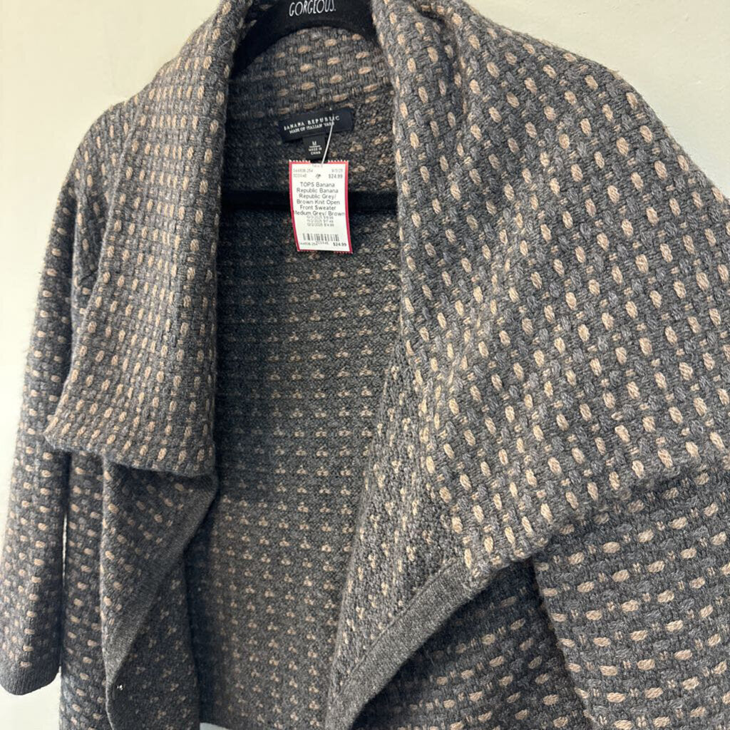 Banana Republic Grey/ Brown Knit Open Front Sweater Medium
