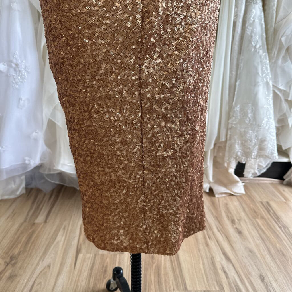 Dress The Population Gold Sequin Midi Dress Extra Small