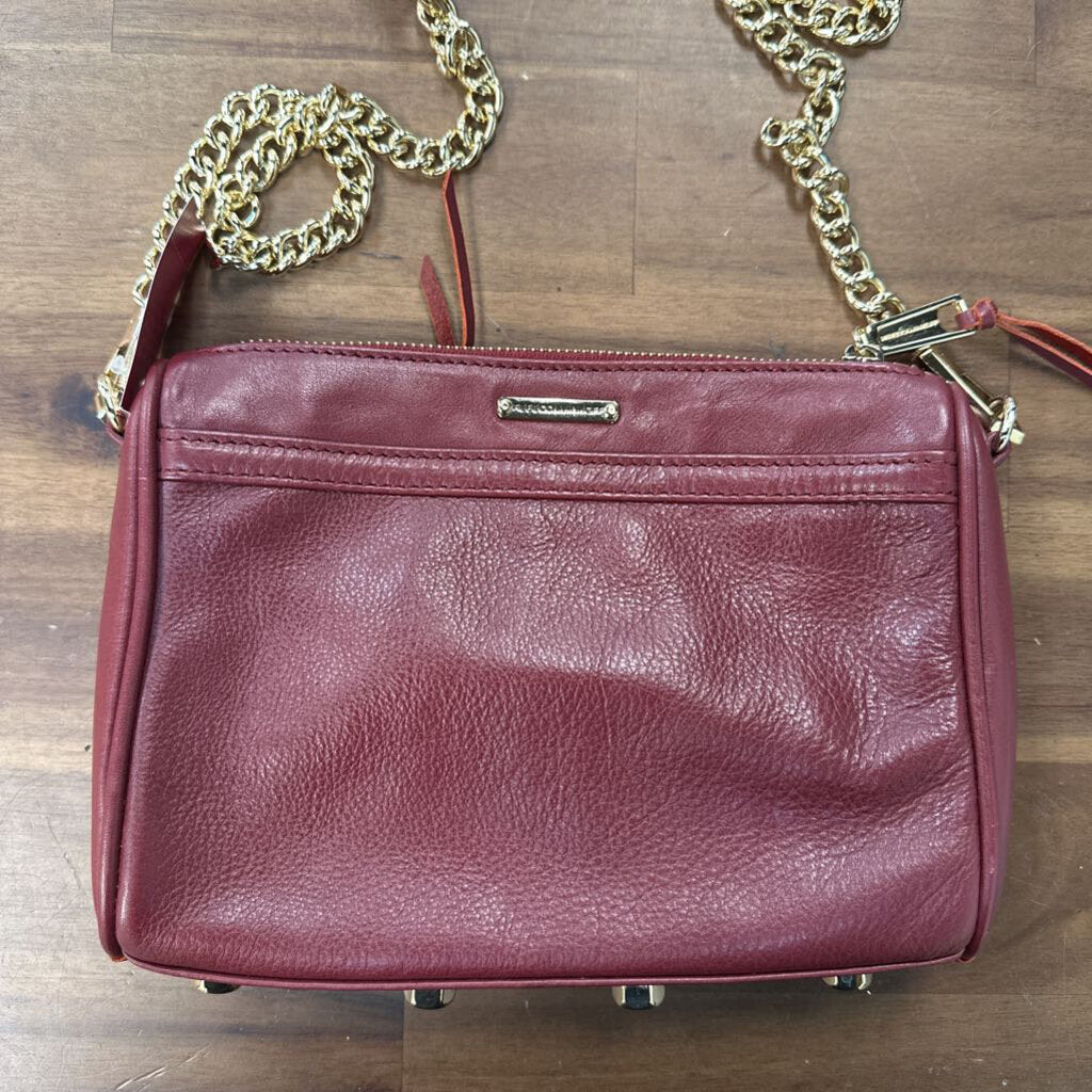 Rebecca Minkoff Burgundy Leather Gold Detail Crossbody Purse