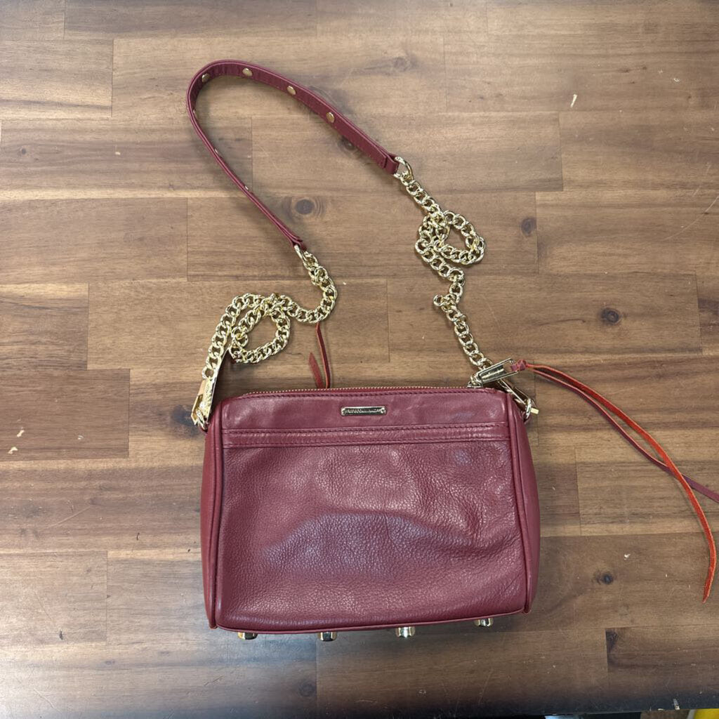 Rebecca Minkoff Burgundy Leather Gold Detail Crossbody Purse