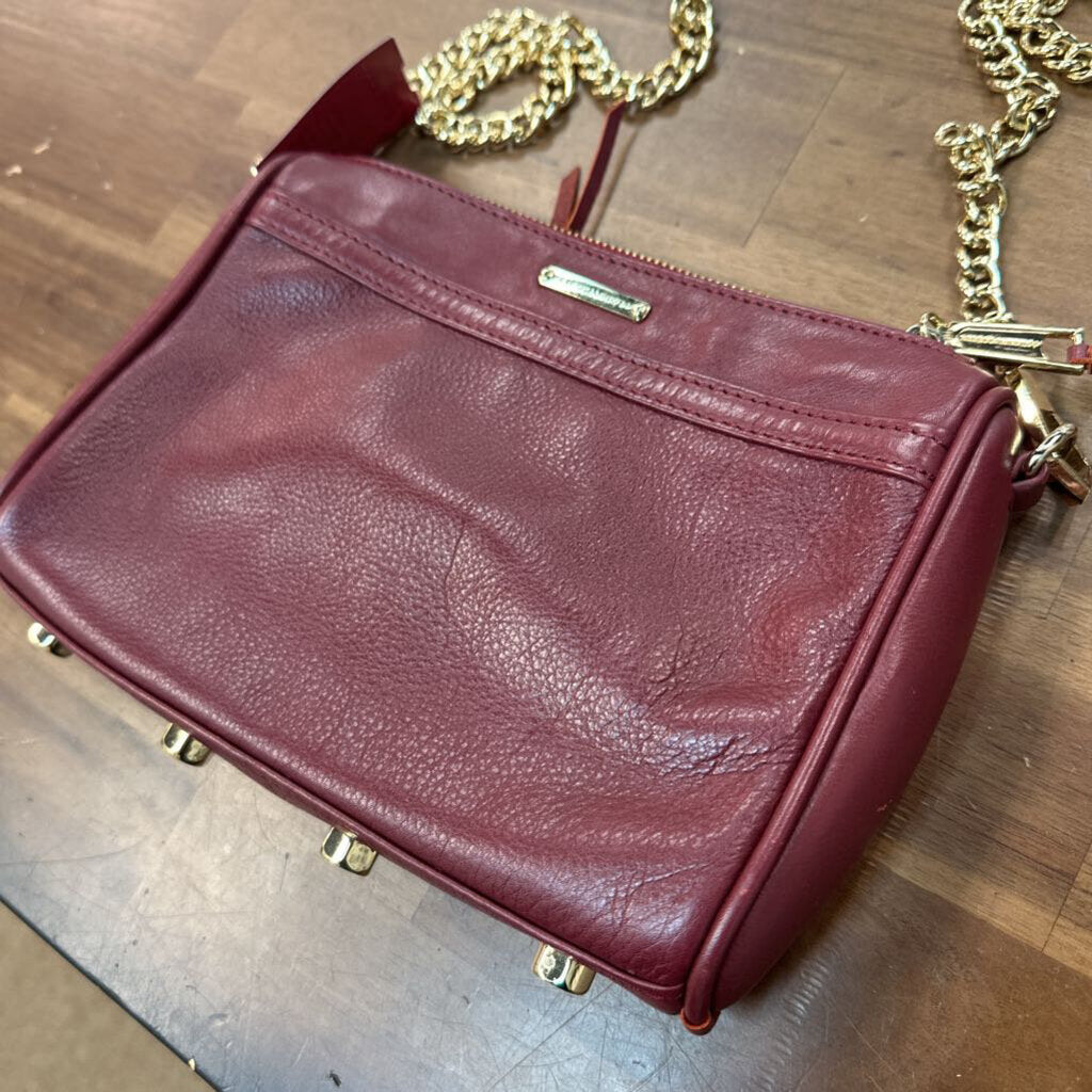 Rebecca Minkoff Burgundy Leather Gold Detail Crossbody Purse