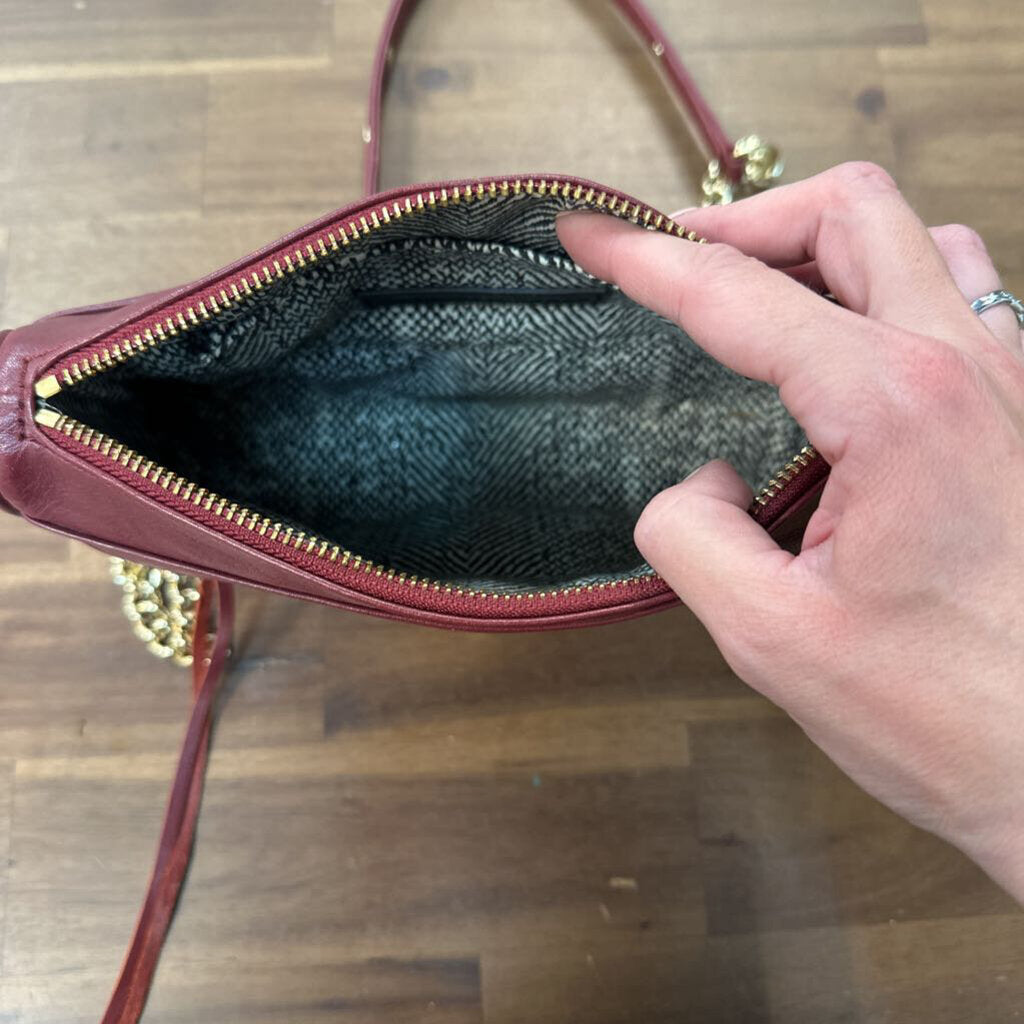 Rebecca Minkoff Burgundy Leather Gold Detail Crossbody Purse