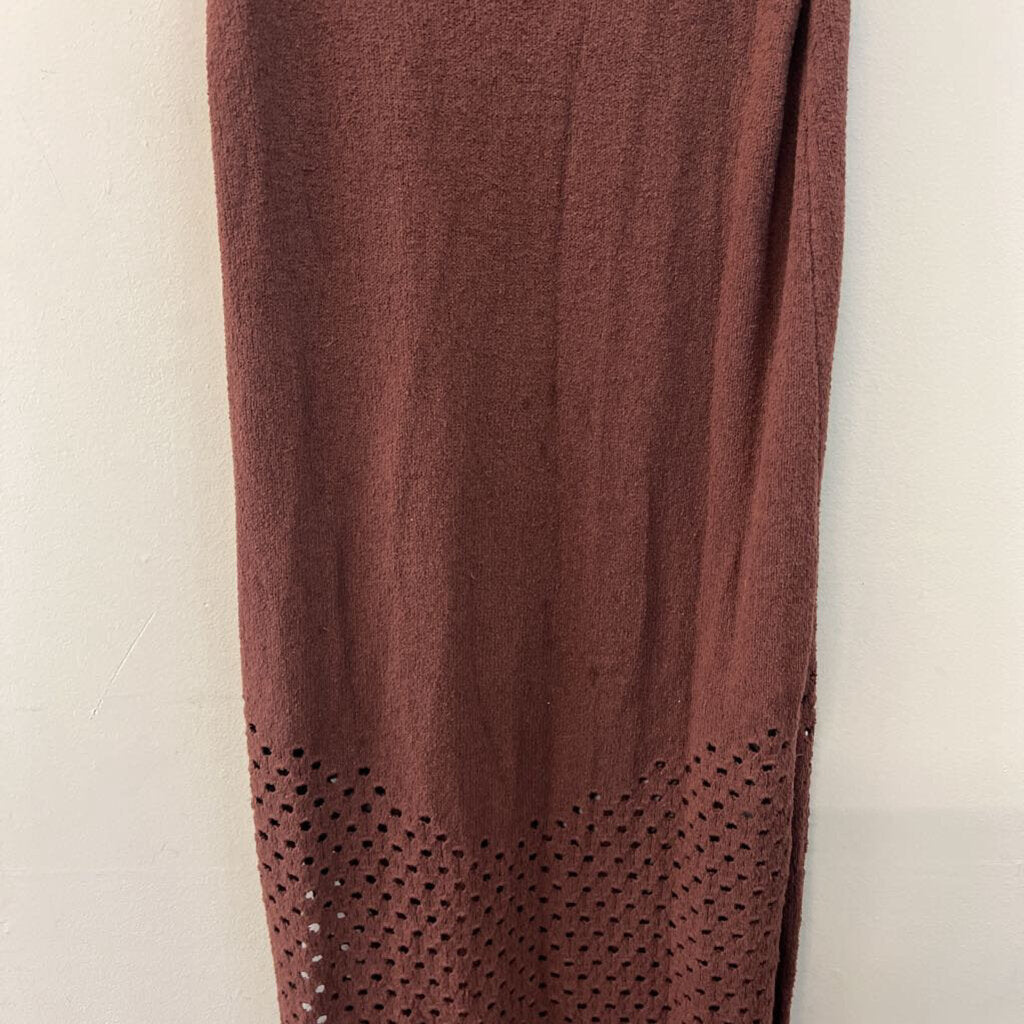 Zara Brown Knit Tie Strap Maxi Dress Medium