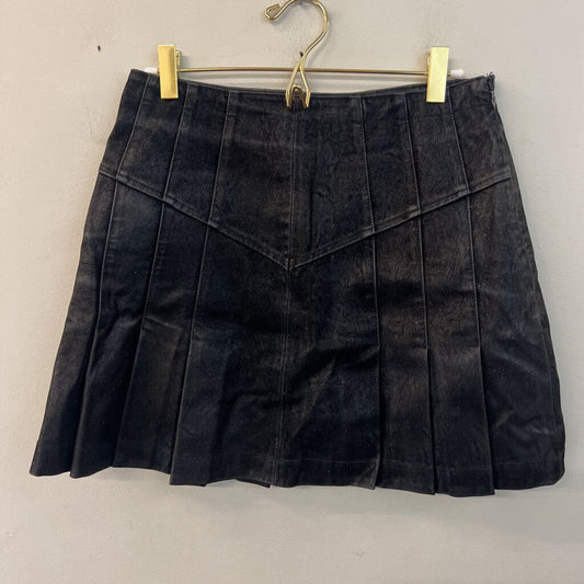 Free People Black Suede Pleated Mini Skirt 6