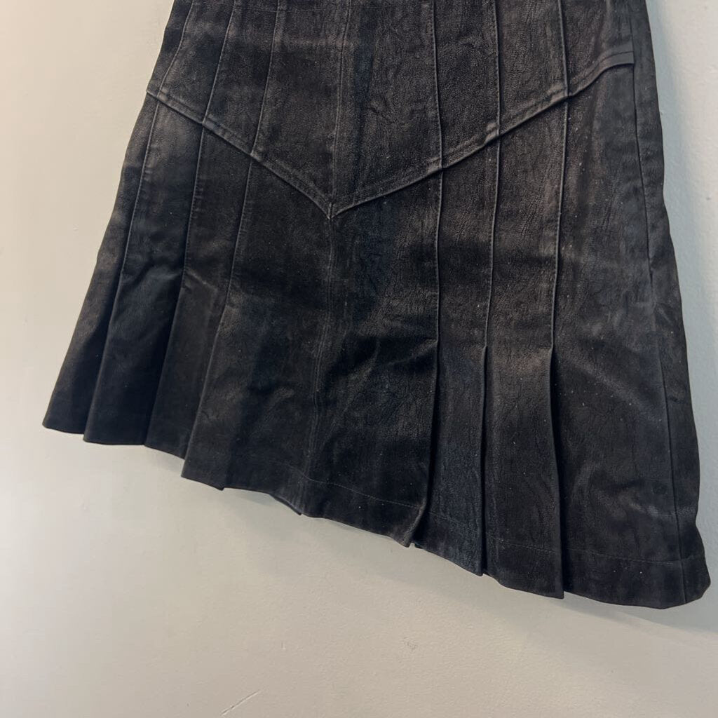 Free People Black Suede Pleated Mini Skirt 6