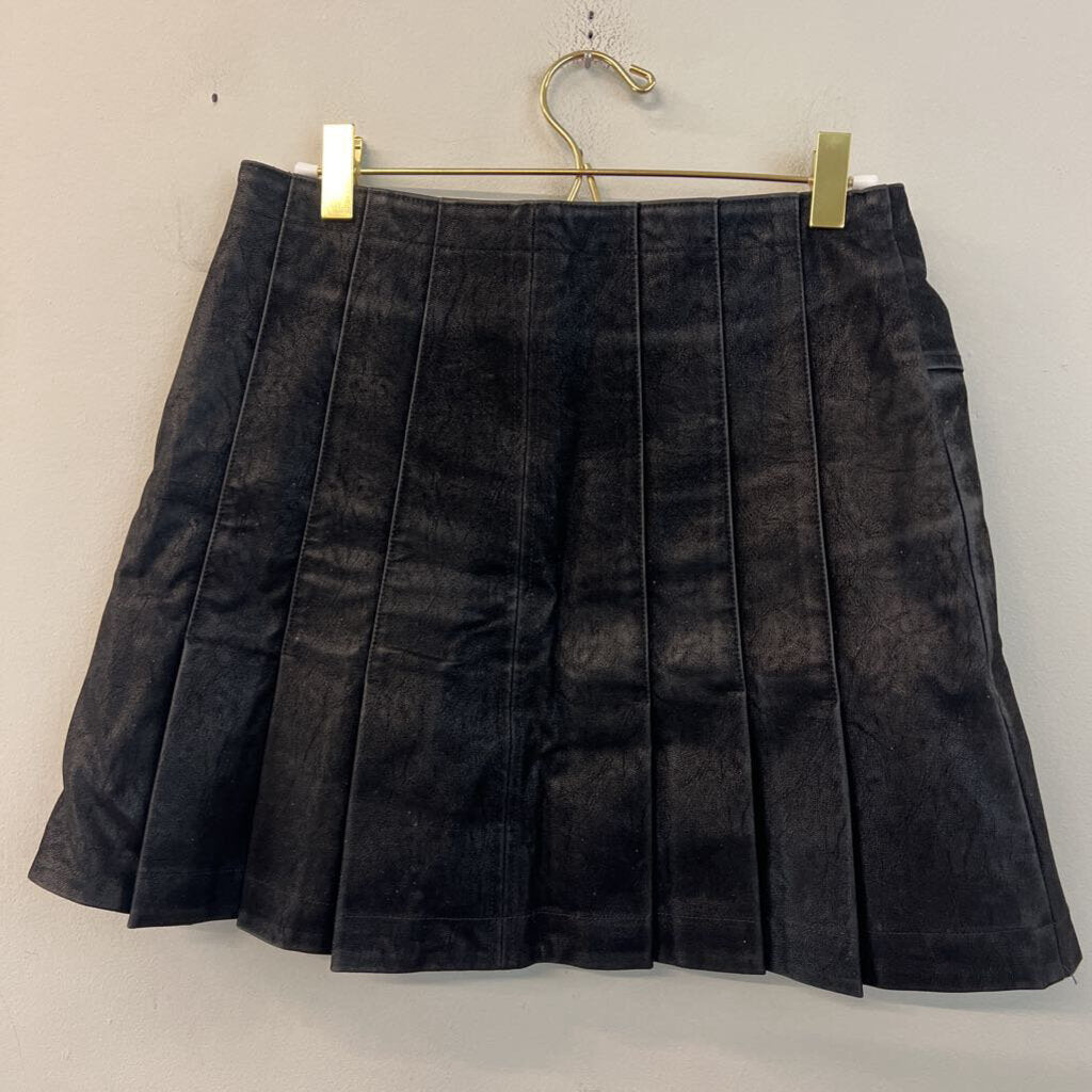 Free People Black Suede Pleated Mini Skirt 6
