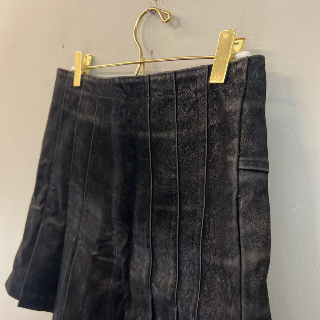 Free People Black Suede Pleated Mini Skirt 6