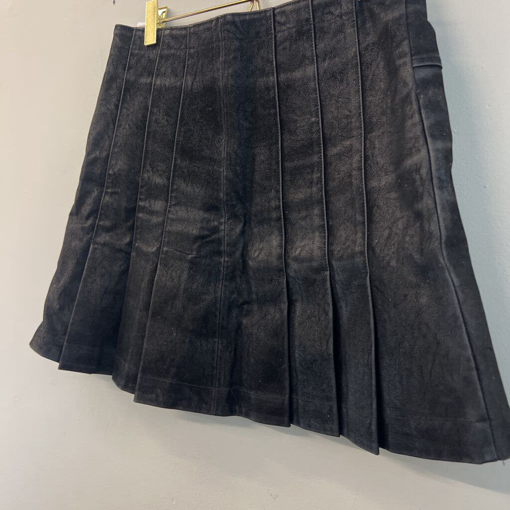 Free People Black Suede Pleated Mini Skirt 6