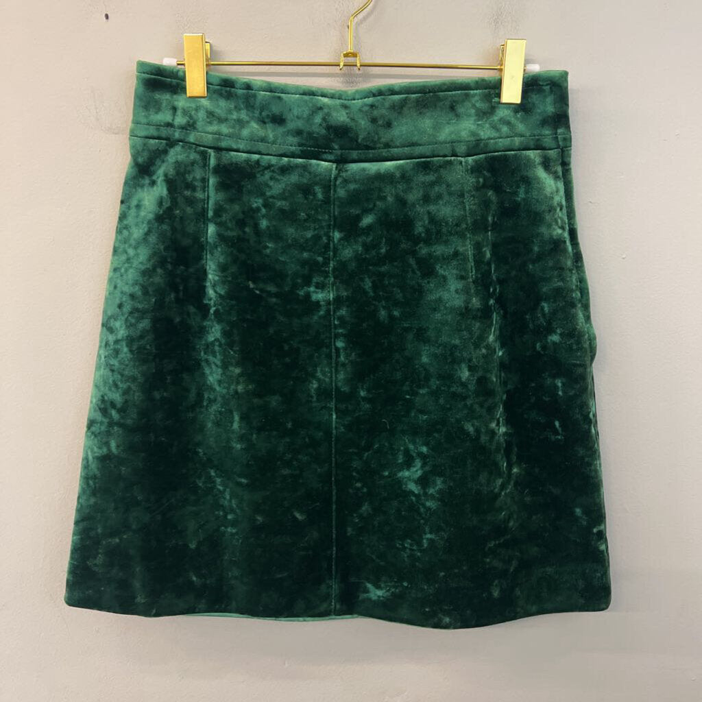 Sandro Green Crushed Velvet Skirt 3