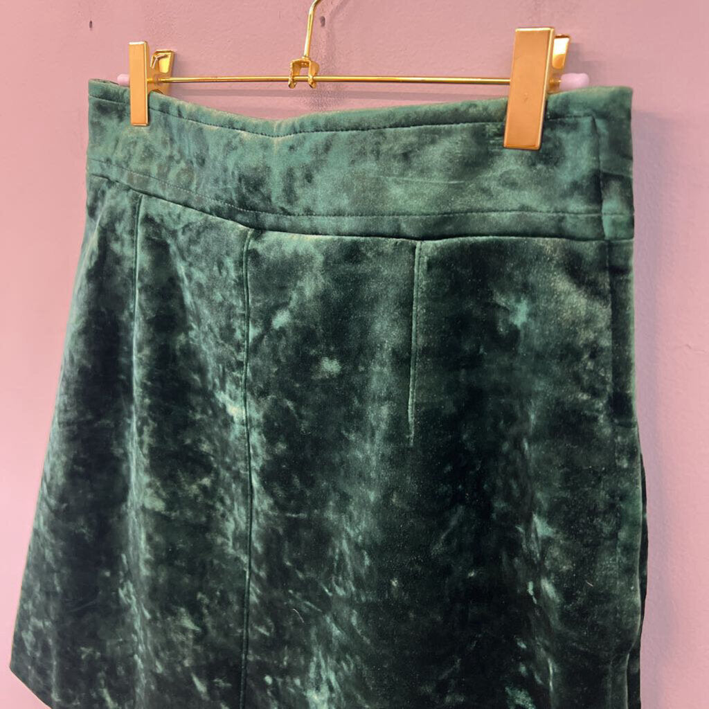 Sandro Green Crushed Velvet Skirt 3
