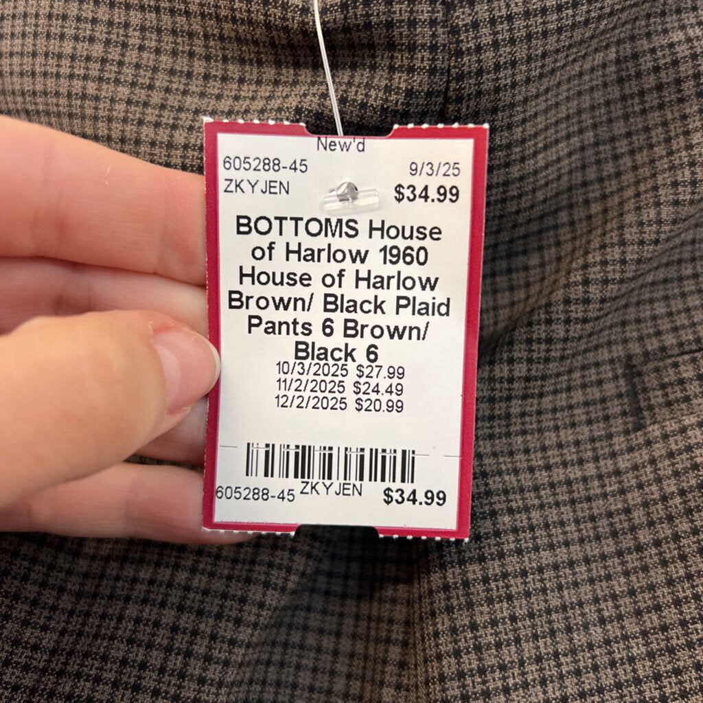 House of Harlow Brown/ Black Plaid Pants 6