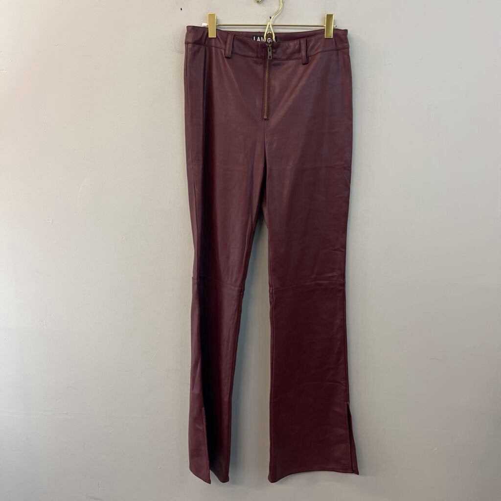 I.AM.GIA. Burgundy Faux Leather Wide Leg Pants Medium