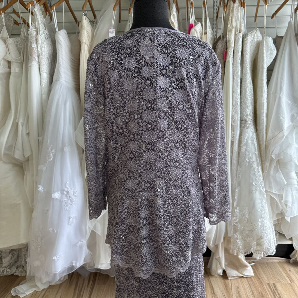 R&M Collection Dusty Purple Lace Jacket/ Long Formal Dress Set 16