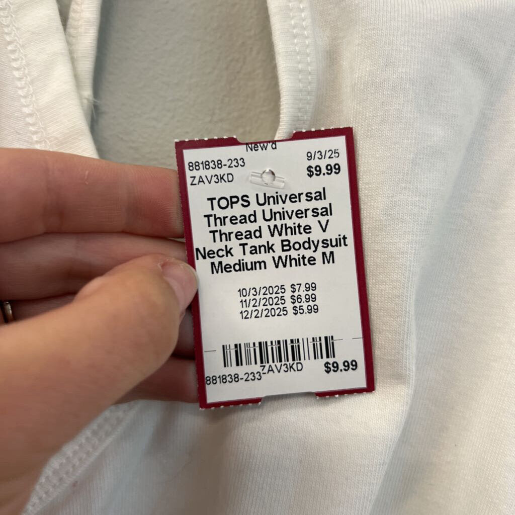 Universal Thread White V Neck Tank Bodysuit Medium