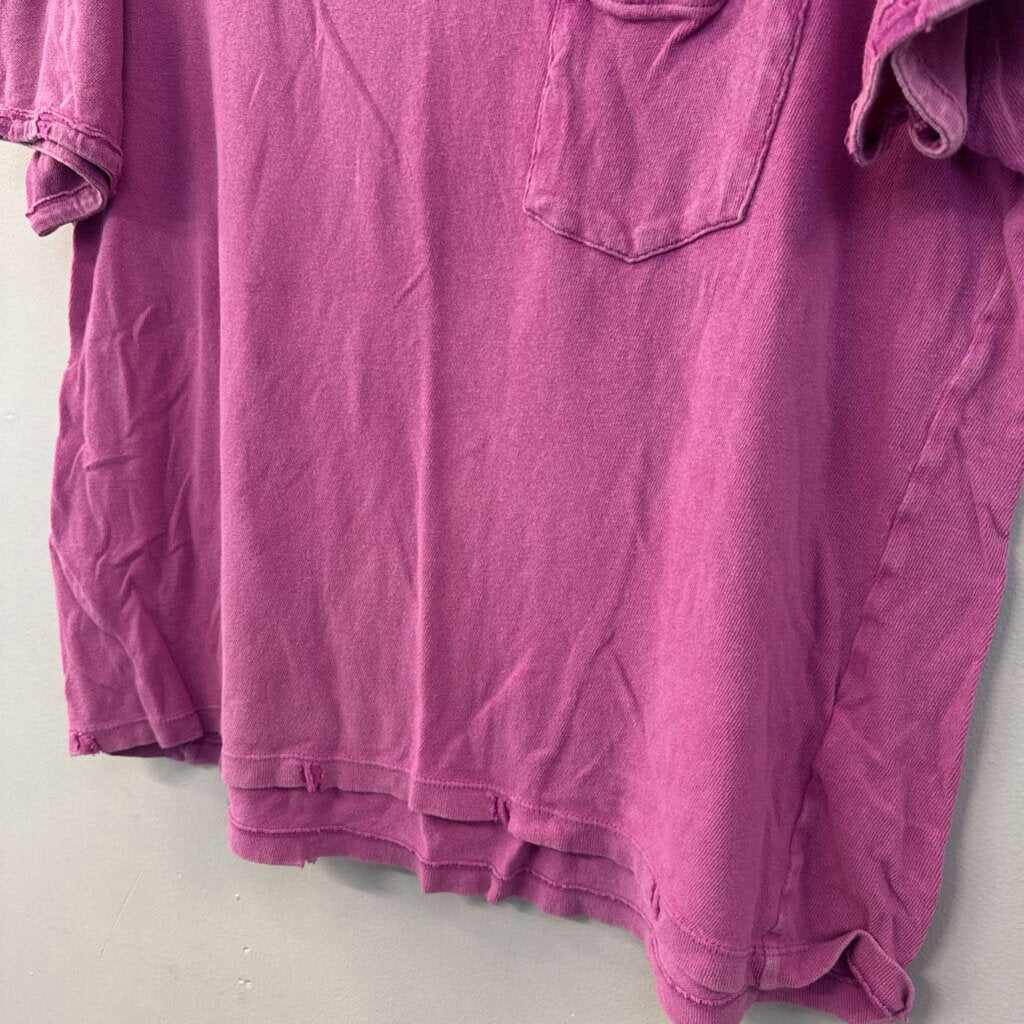 We The Free Pink Distressed Short Sleeve Top Medium
