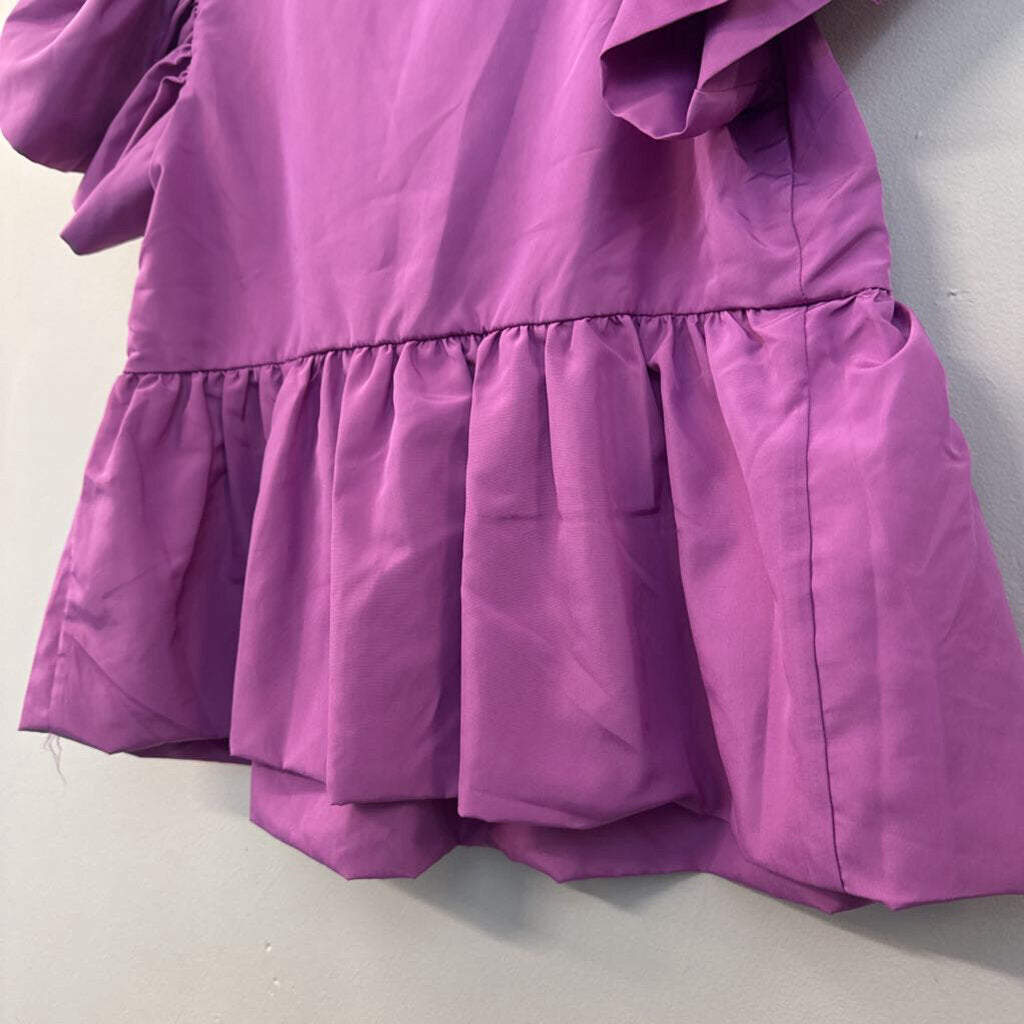 Express Purple Short Puff Sleeve Top Small