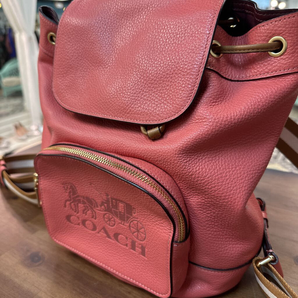 Coach Pink Pebbled Leather Jes Backpack with Horse Carriage