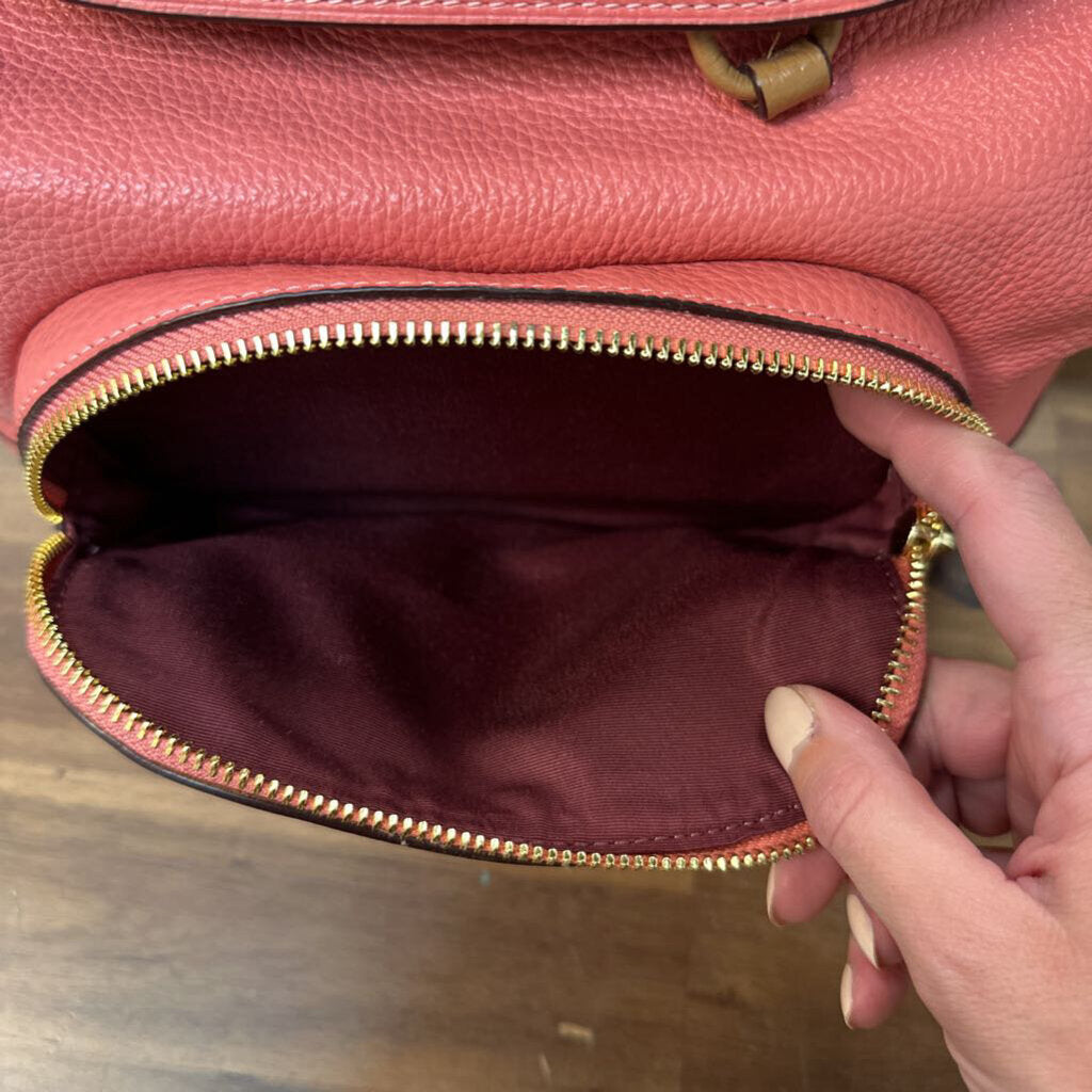 Coach Pink Pebbled Leather Jes Backpack with Horse Carriage