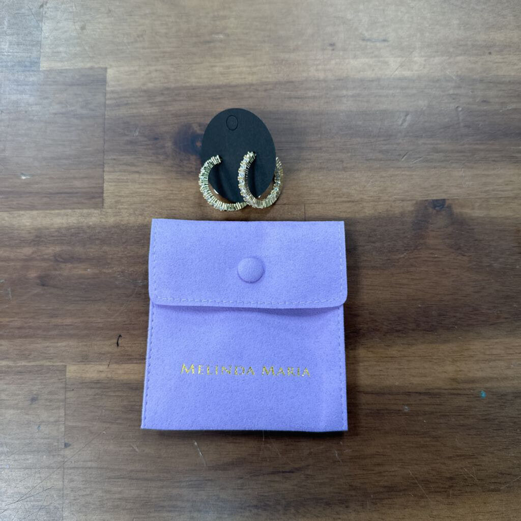 Melinda Maria Gold/ Rhinestone Small Hoop Earrings