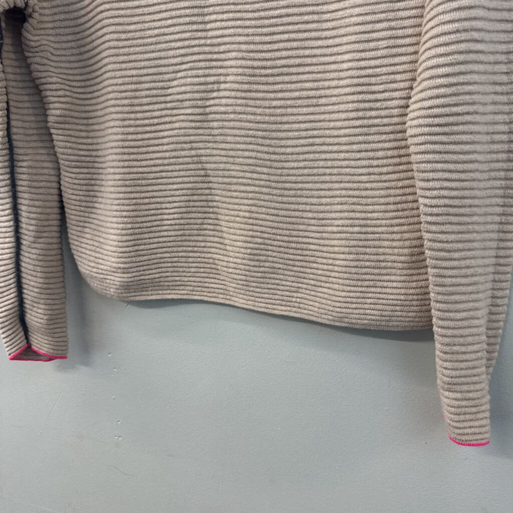 Lisa Todd Beige Ribbed Mock Neck Sweater Large