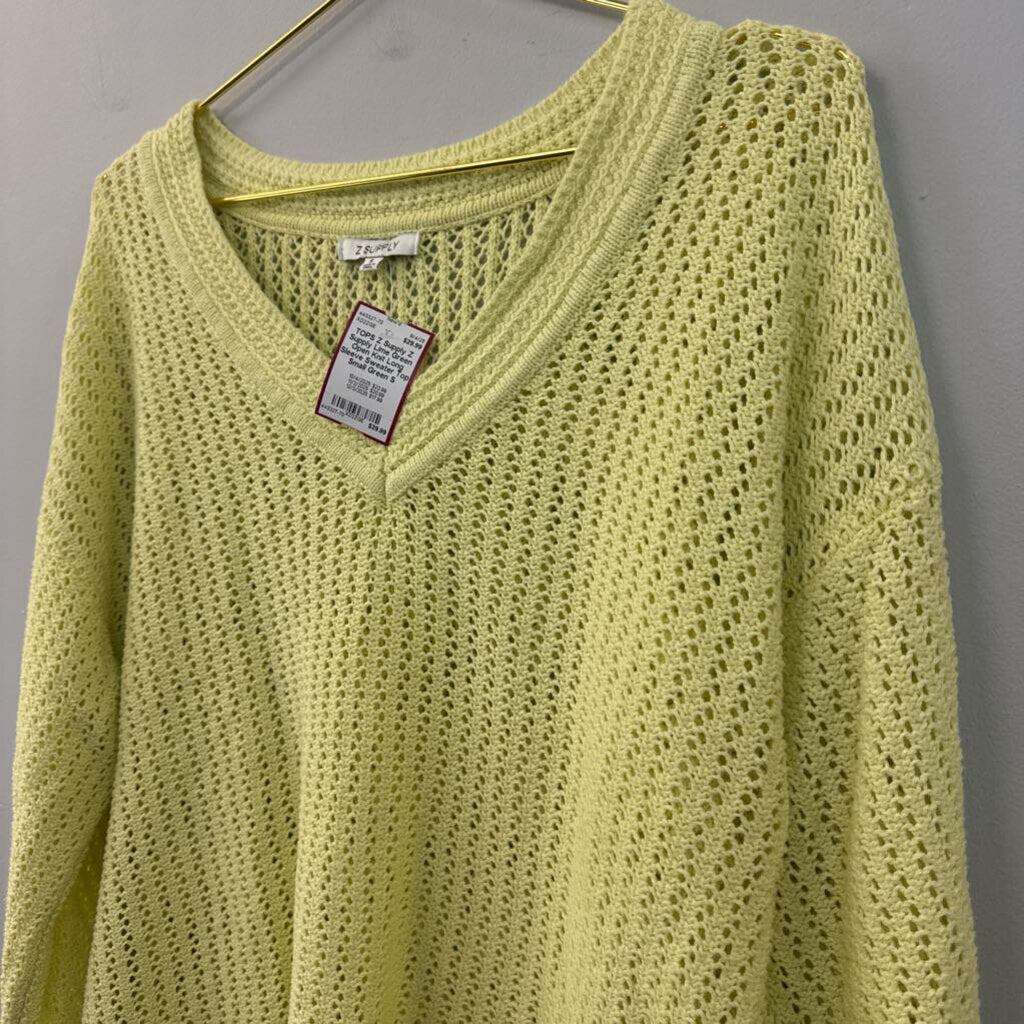 Z Supply Lime Green Open Knit Long Sleeve Sweater Top Small
