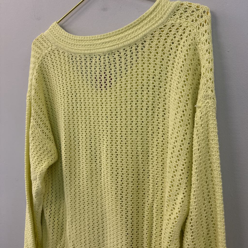 Z Supply Lime Green Open Knit Long Sleeve Sweater Top Small