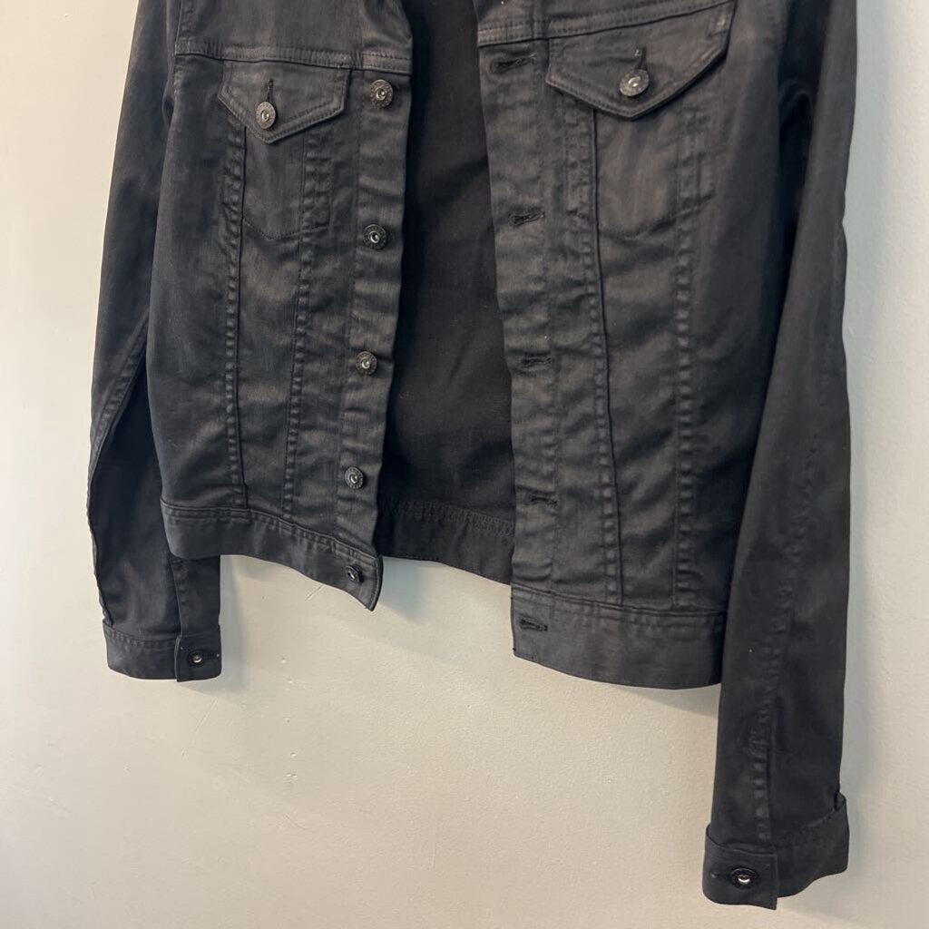 Adriano Goldschmied Black Coated Denim Jacket Medium