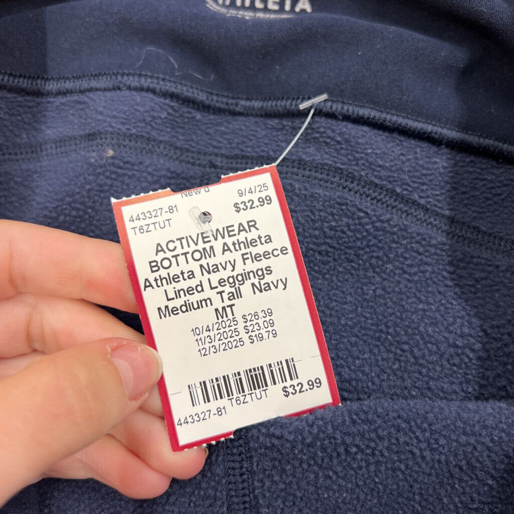 Athleta Navy Fleece Lined Leggings Medium Tall