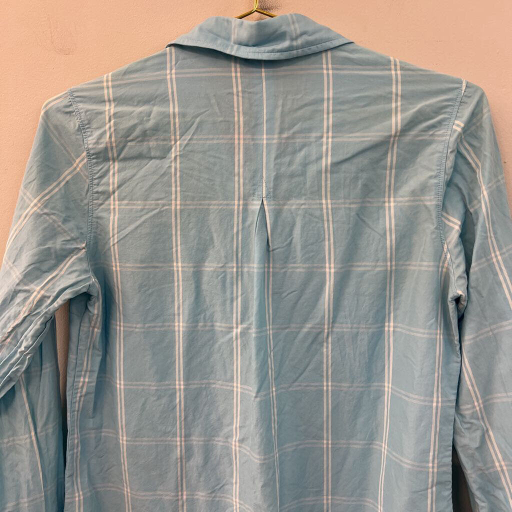Patagonia Blue/ White Plaid Long Sleeve Button Down Top 4