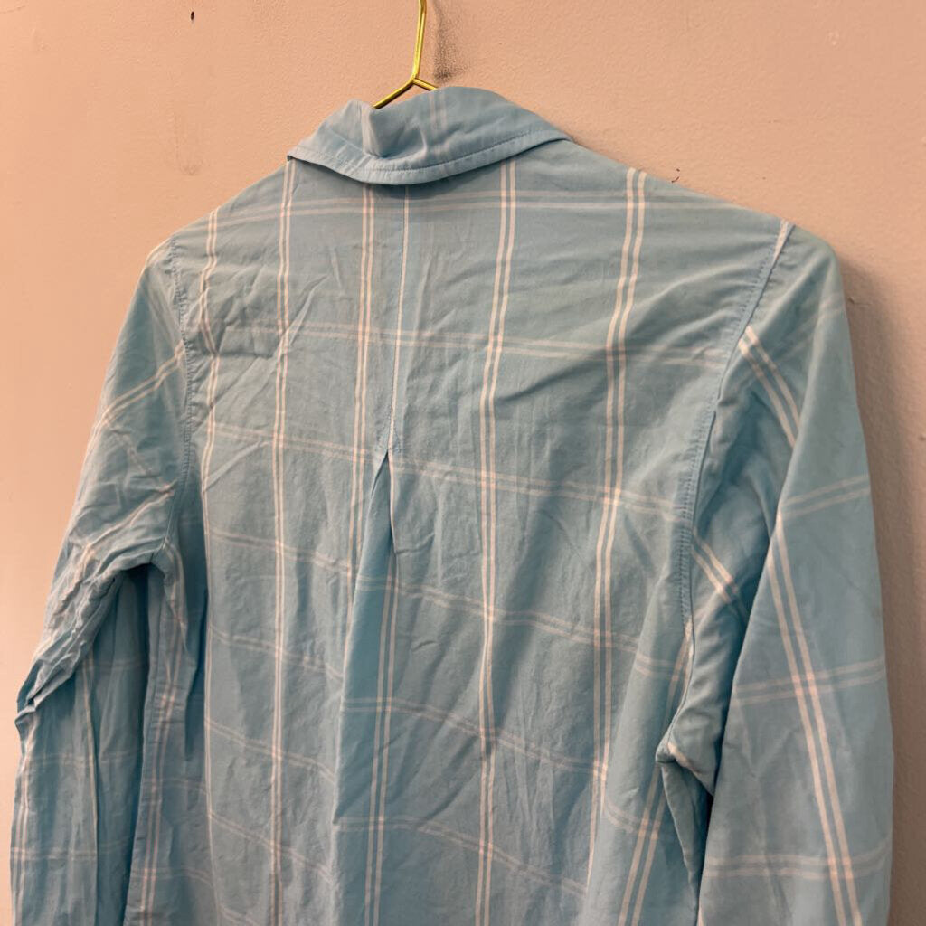 Patagonia Blue/ White Plaid Long Sleeve Button Down Top 4
