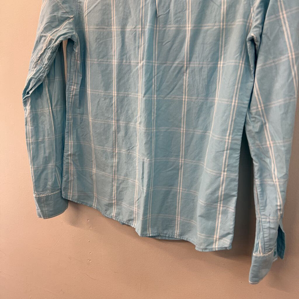 Patagonia Blue/ White Plaid Long Sleeve Button Down Top 4