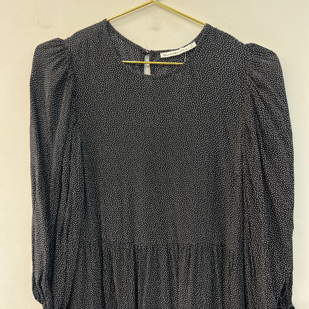 Abercrombie and Fitch Black/ White Polka Long Sleeve Dress Small