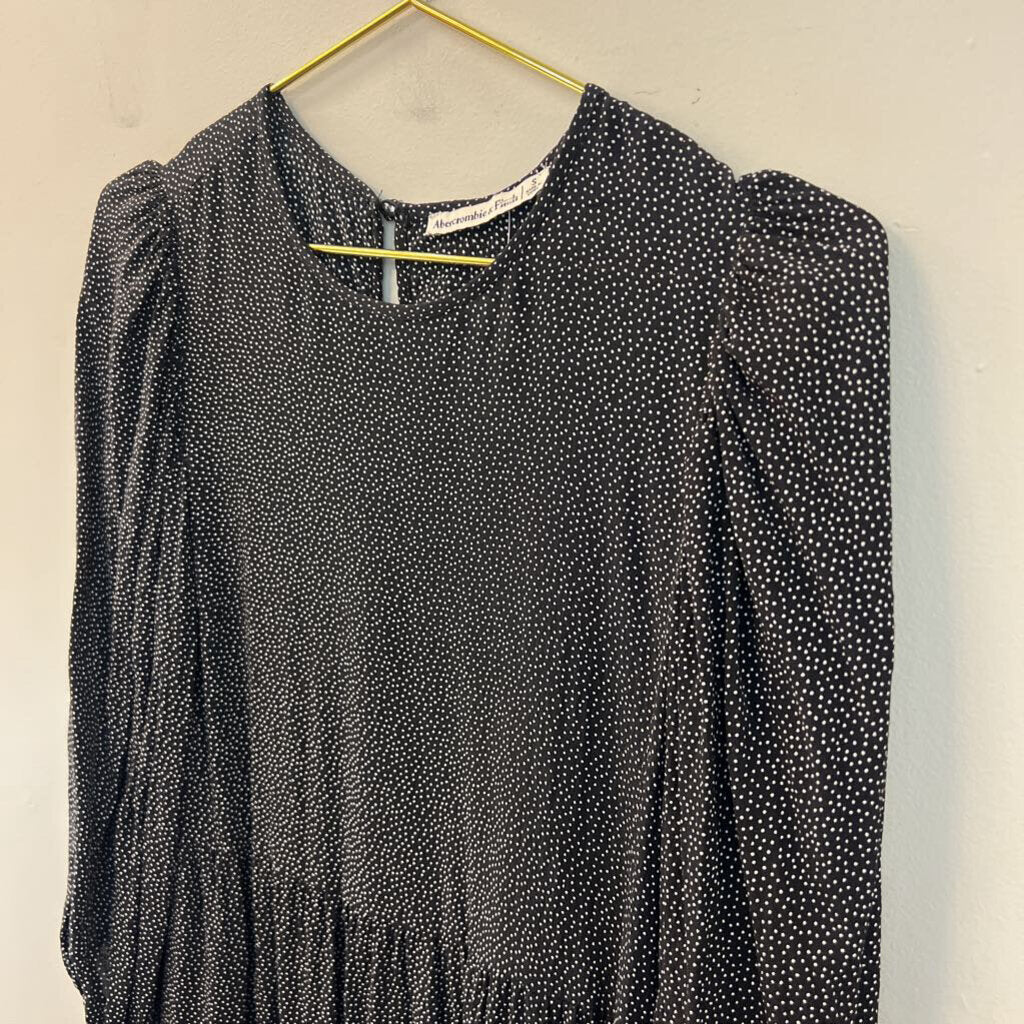 Abercrombie and Fitch Black/ White Polka Long Sleeve Dress Small
