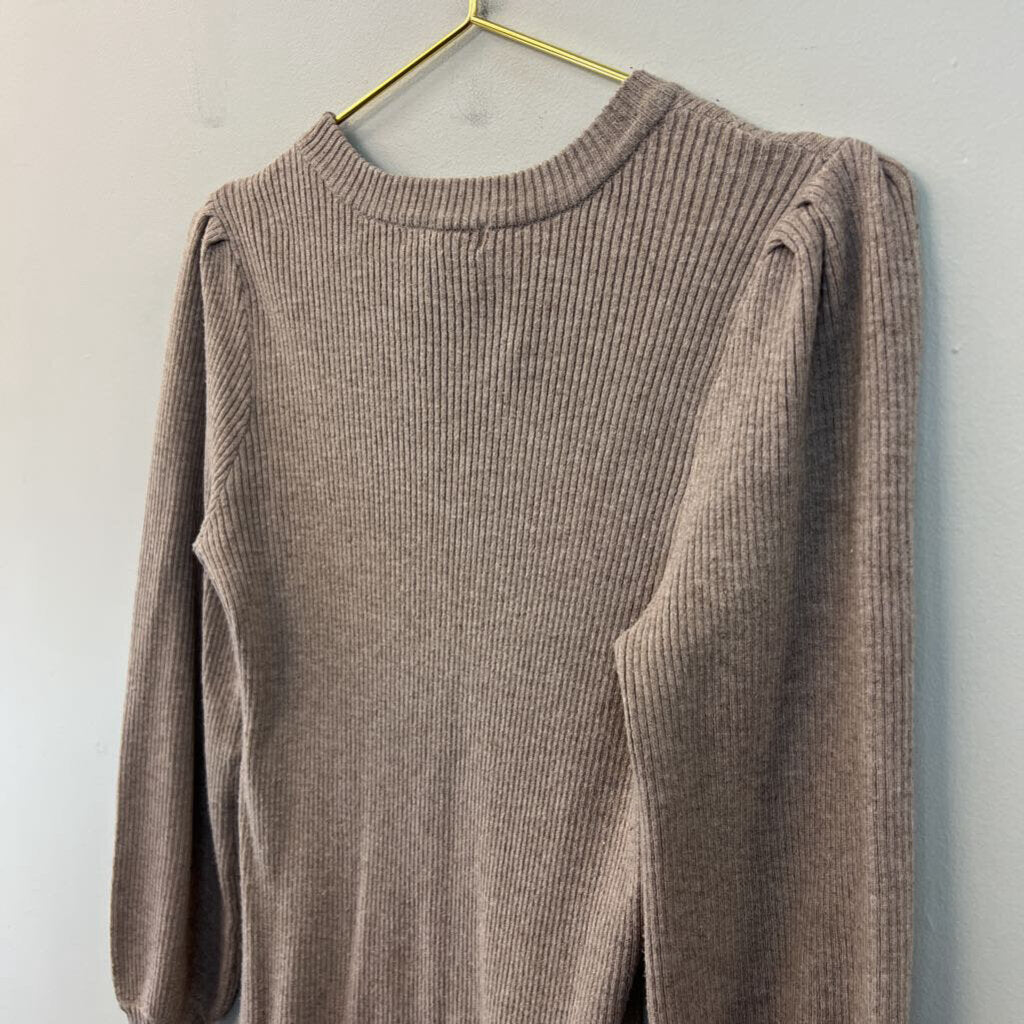 BB Dakota Beige Knit Long Sleeve Sweater Dress Small