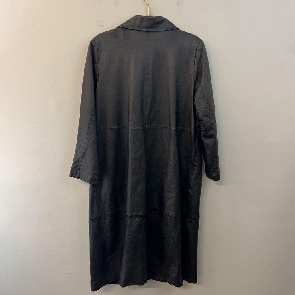 Jessica London Black Leather Long Jacket 18