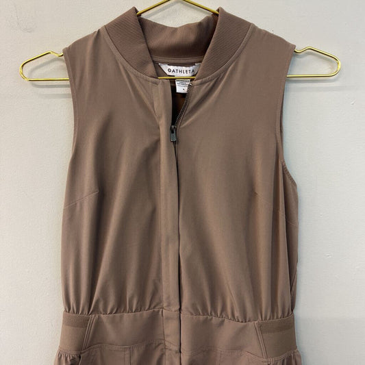 Athleta Brown Sleeveless Half Zip Romper 6