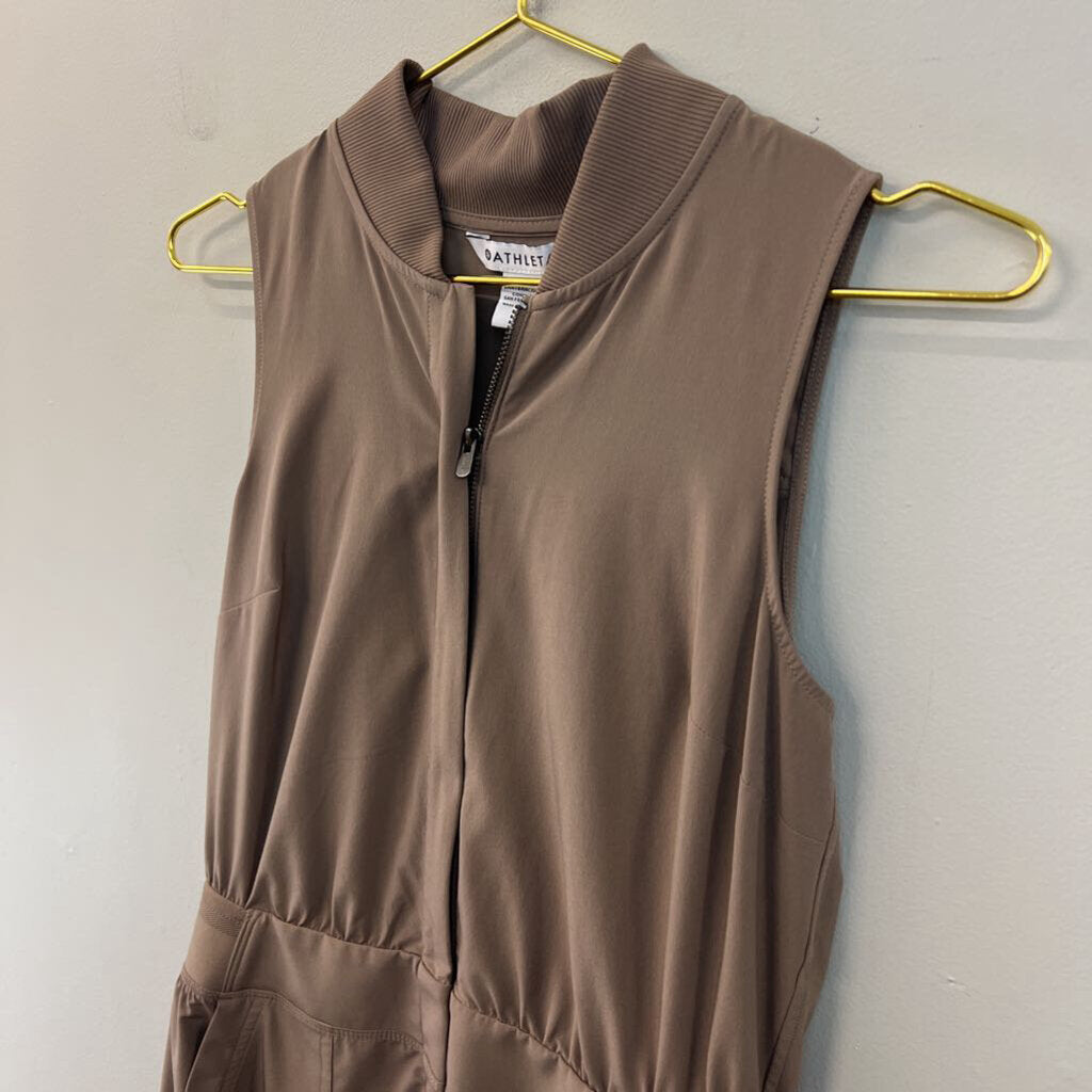 Athleta Brown Sleeveless Half Zip Romper 6