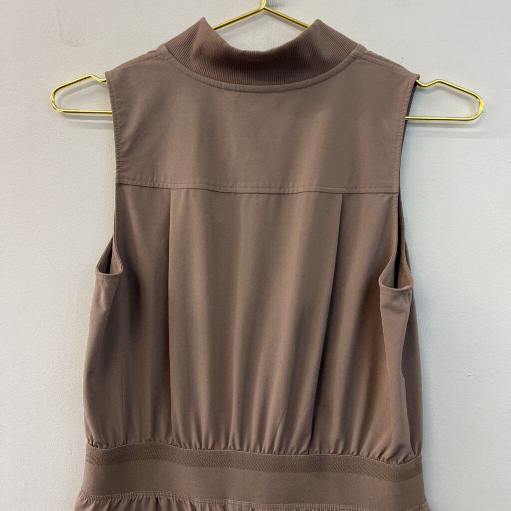 Athleta Brown Sleeveless Half Zip Romper 6