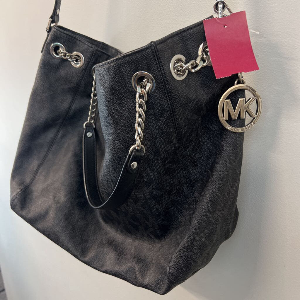 Michael Kors Black Leather Logo Print Purse
