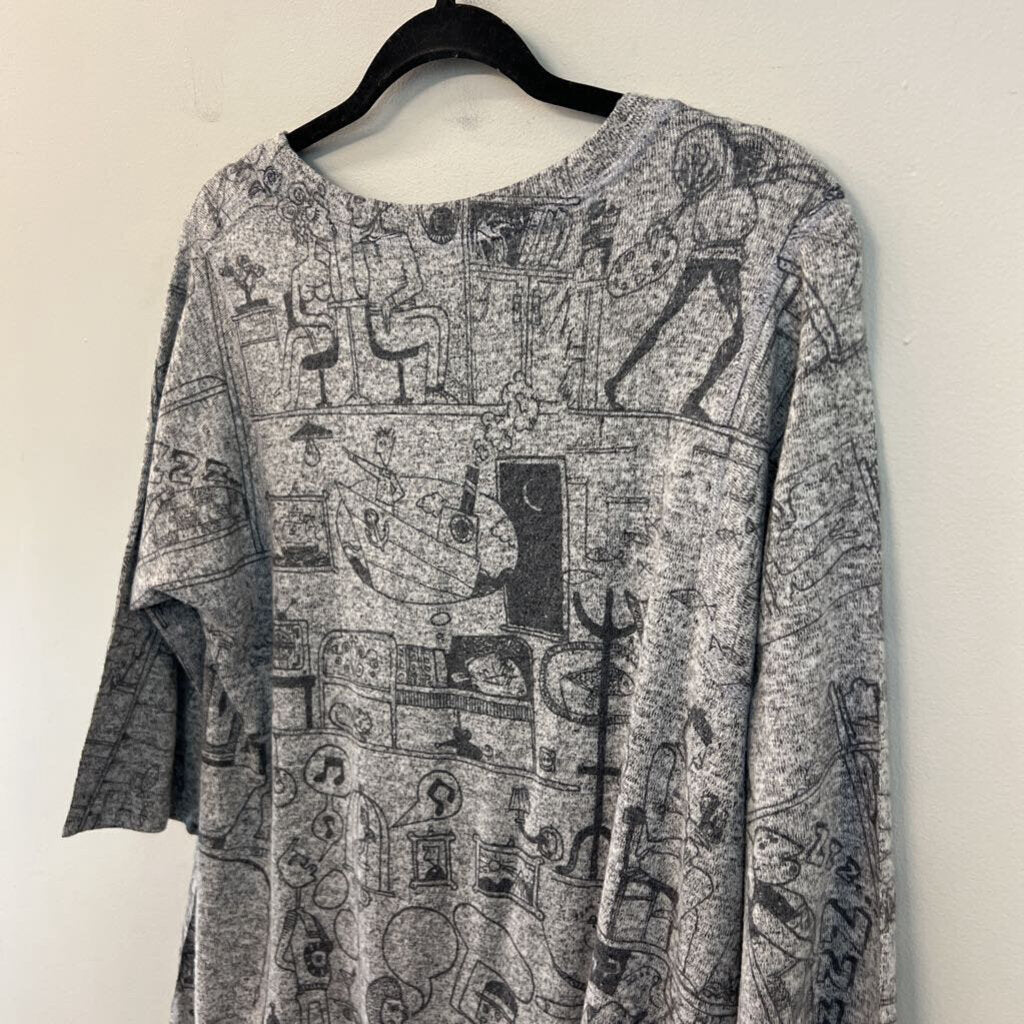 Insah Grey Cartoon Print Sweater Top Medium