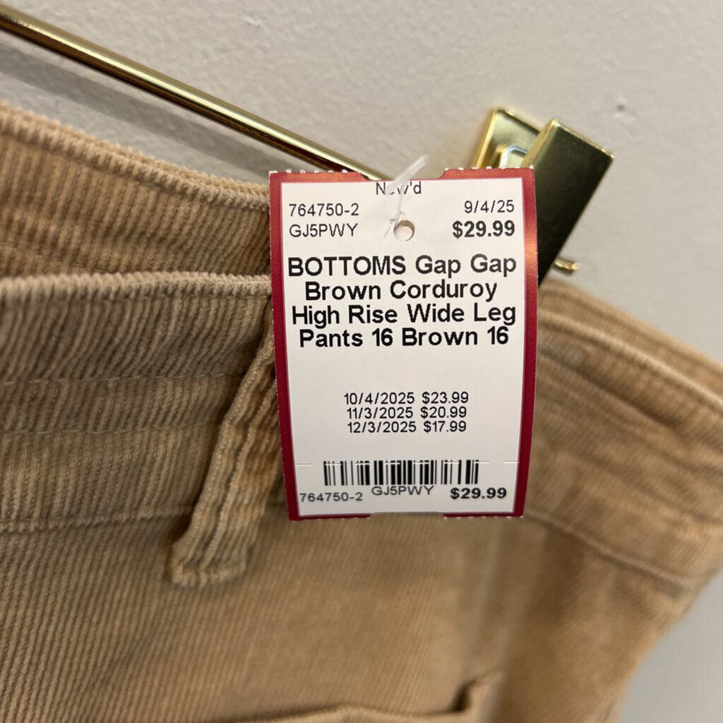 Gap Brown Corduroy High Rise Wide Leg Pants 16